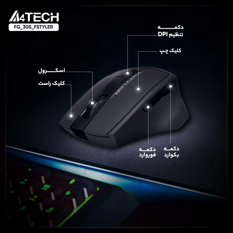 ماوس بی سیم ای فورتک FStyler FG30S